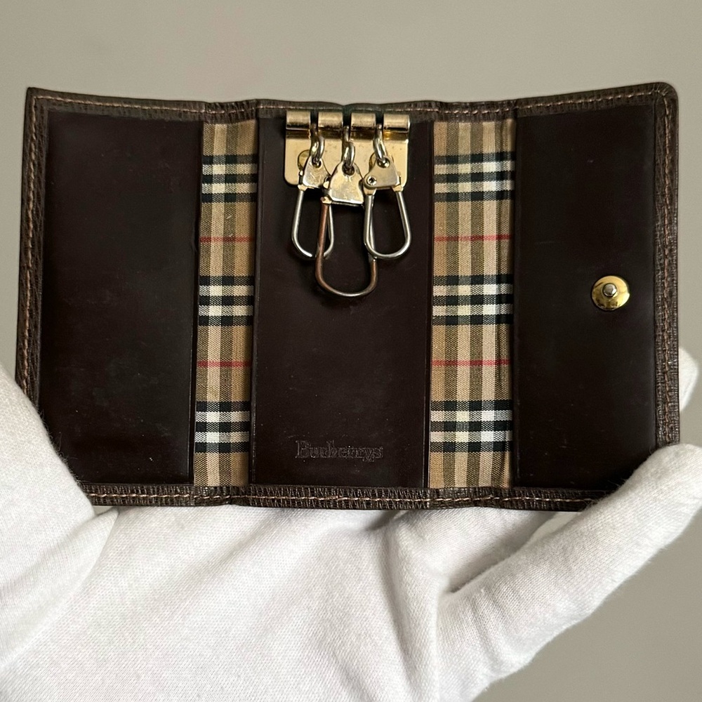 Burberry Brown Leather Key Case Holder Wallet - 3 Rings - Picture 8 of 14